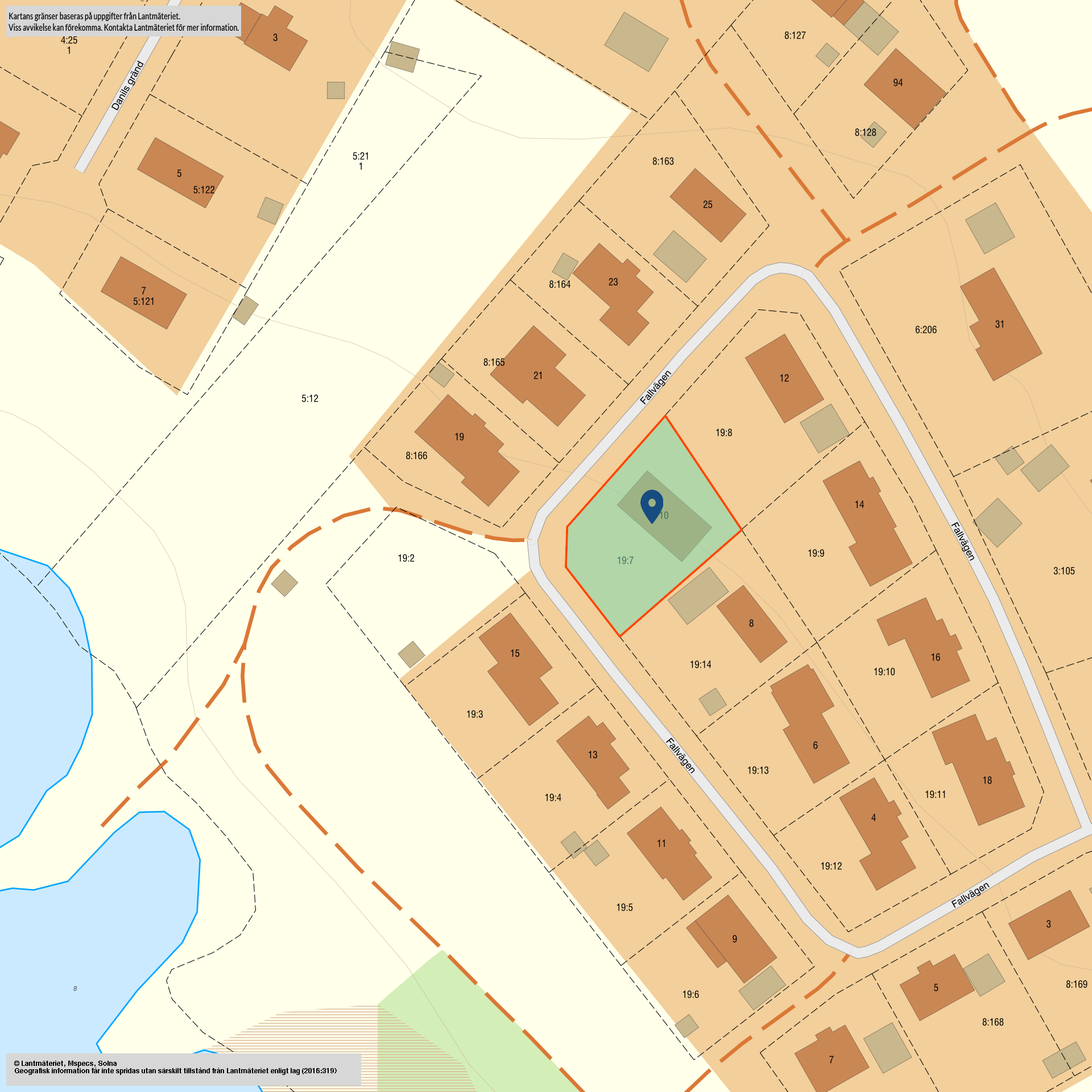 Tomtkarta Fallvägen 10