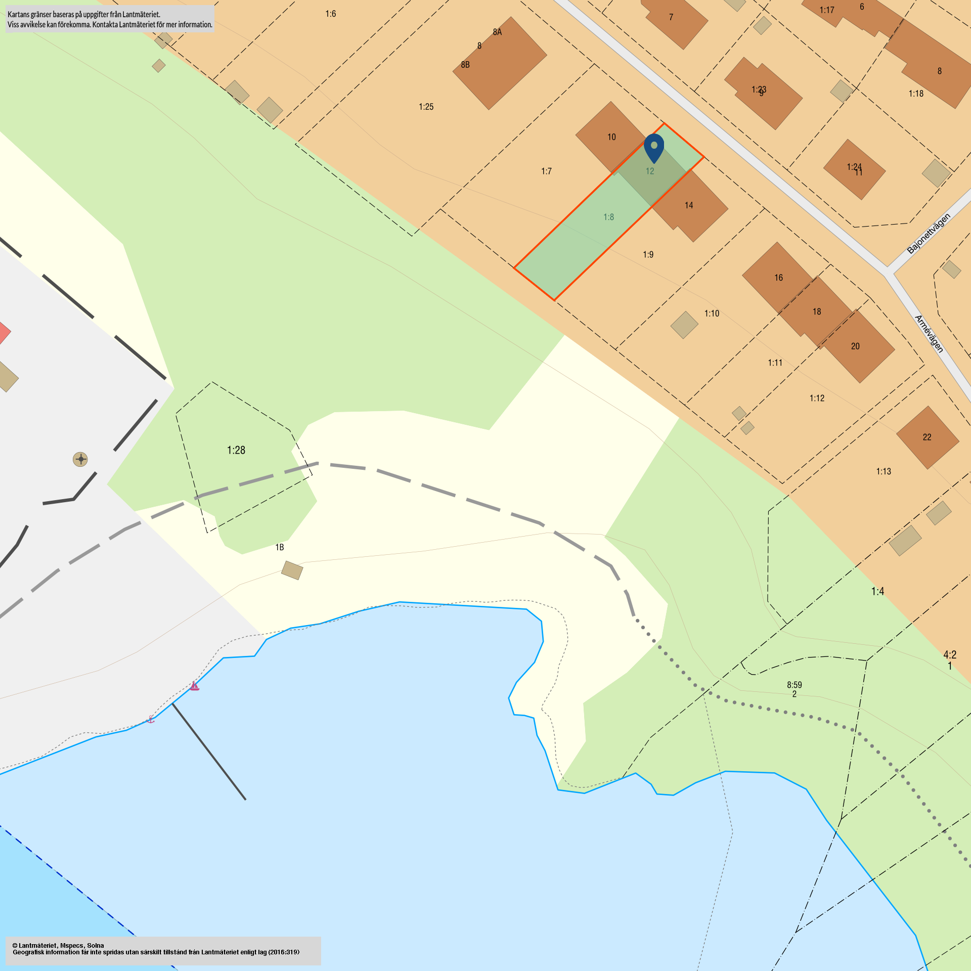 Tomtkarta Armévägen 12