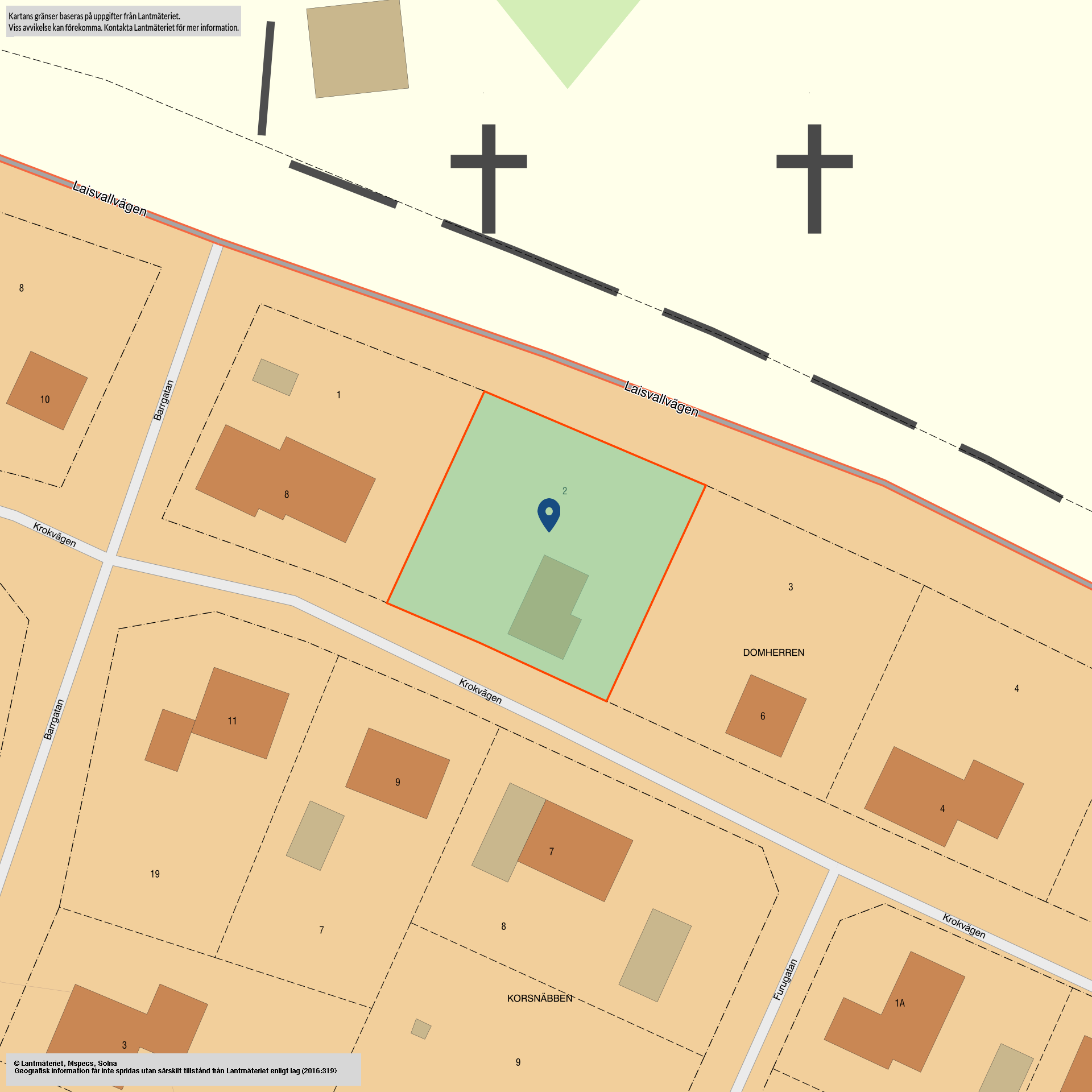 Tomtkarta 2 Krokvägen 6