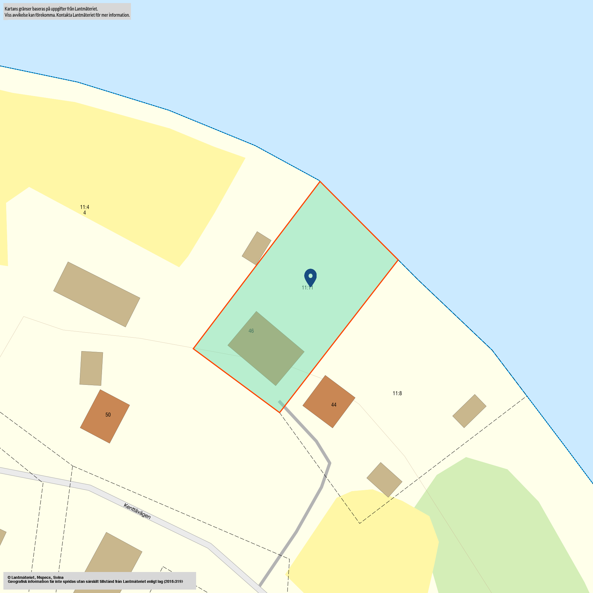 Tomtkarta Kenttävägen 46