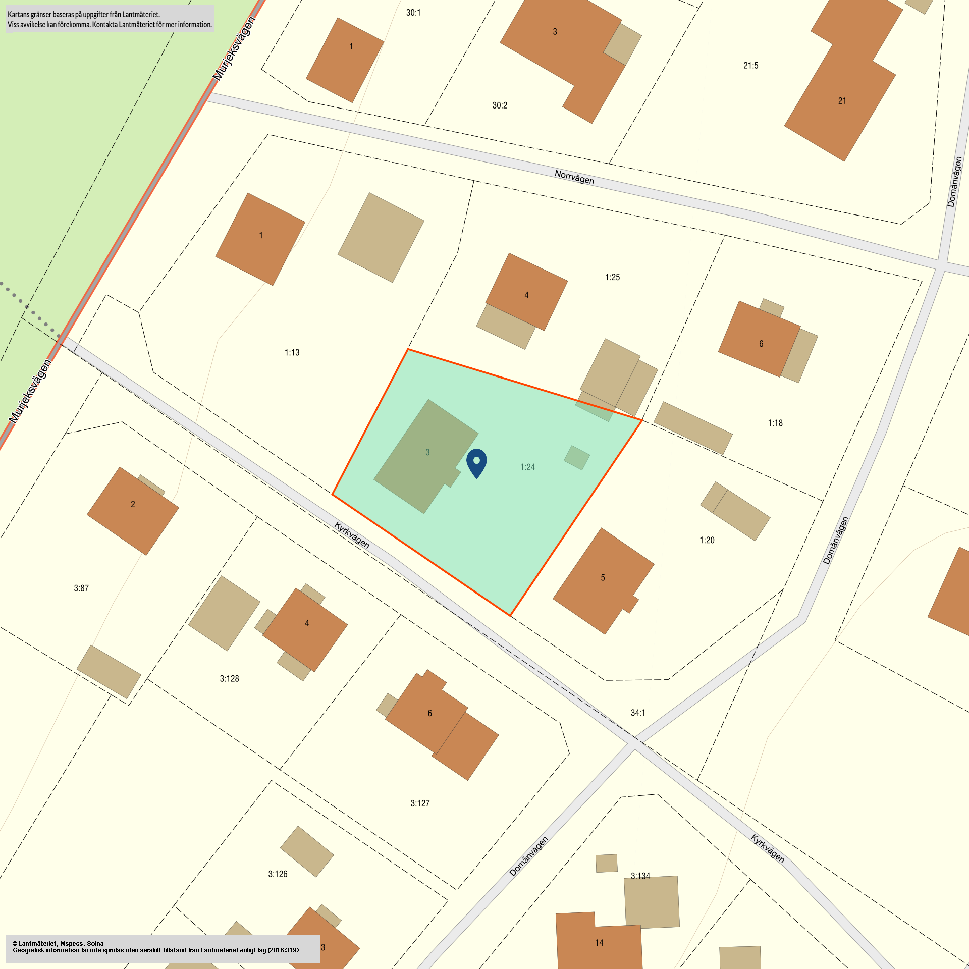 Tomtkarta Kyrkvägen 3