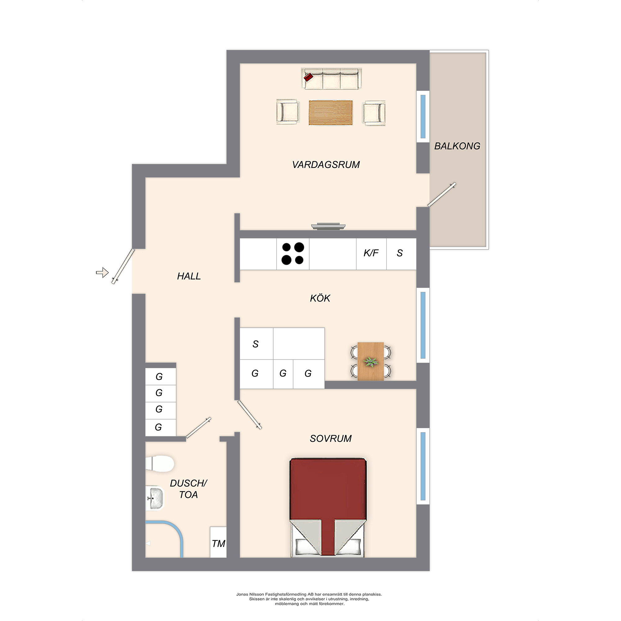 Planlösning Falkmangatan 3B