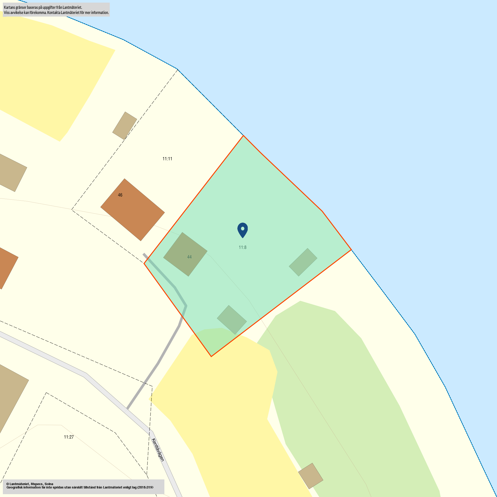 Tomtkarta Kenttävägen 44