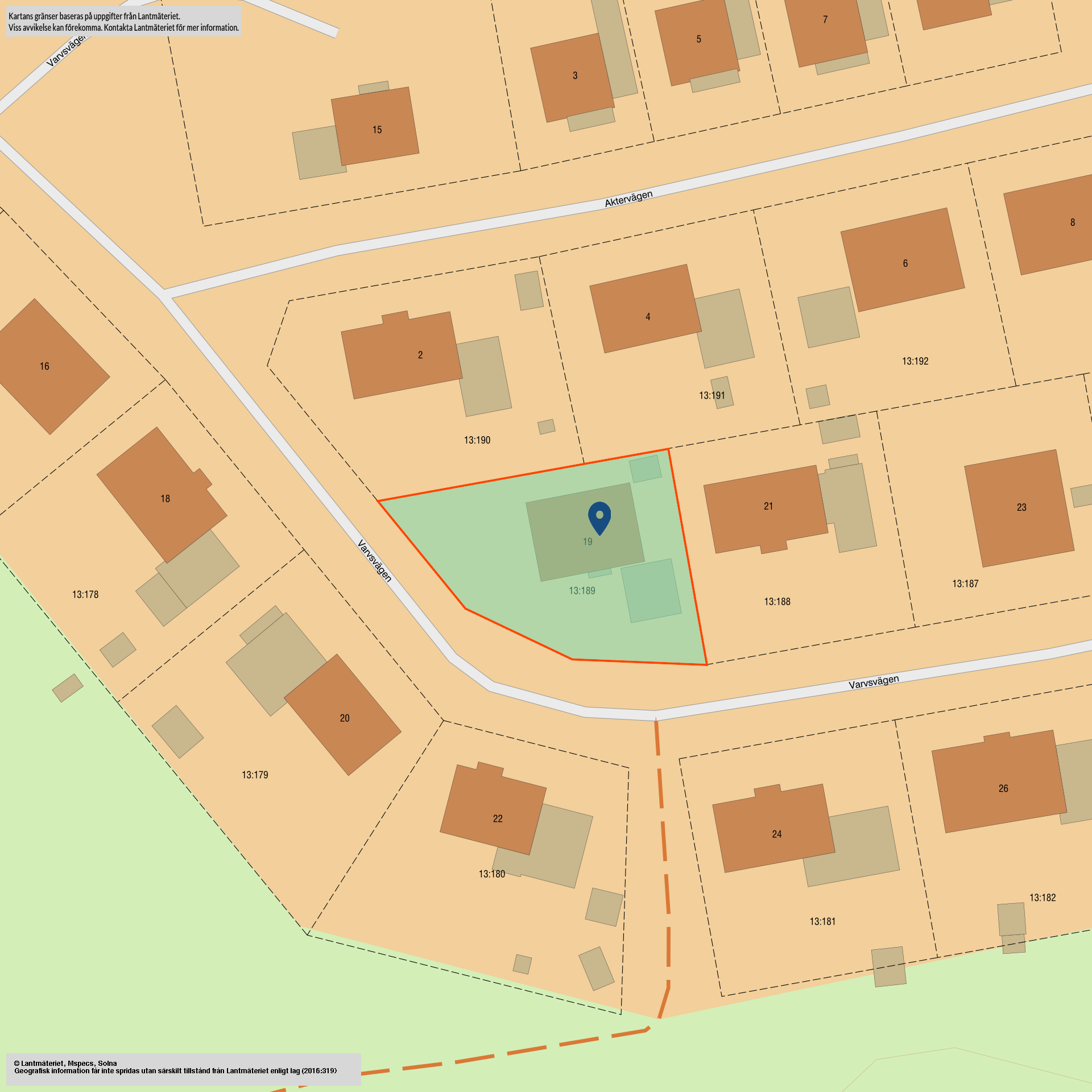 Tomtkarta Varvsvägen 19