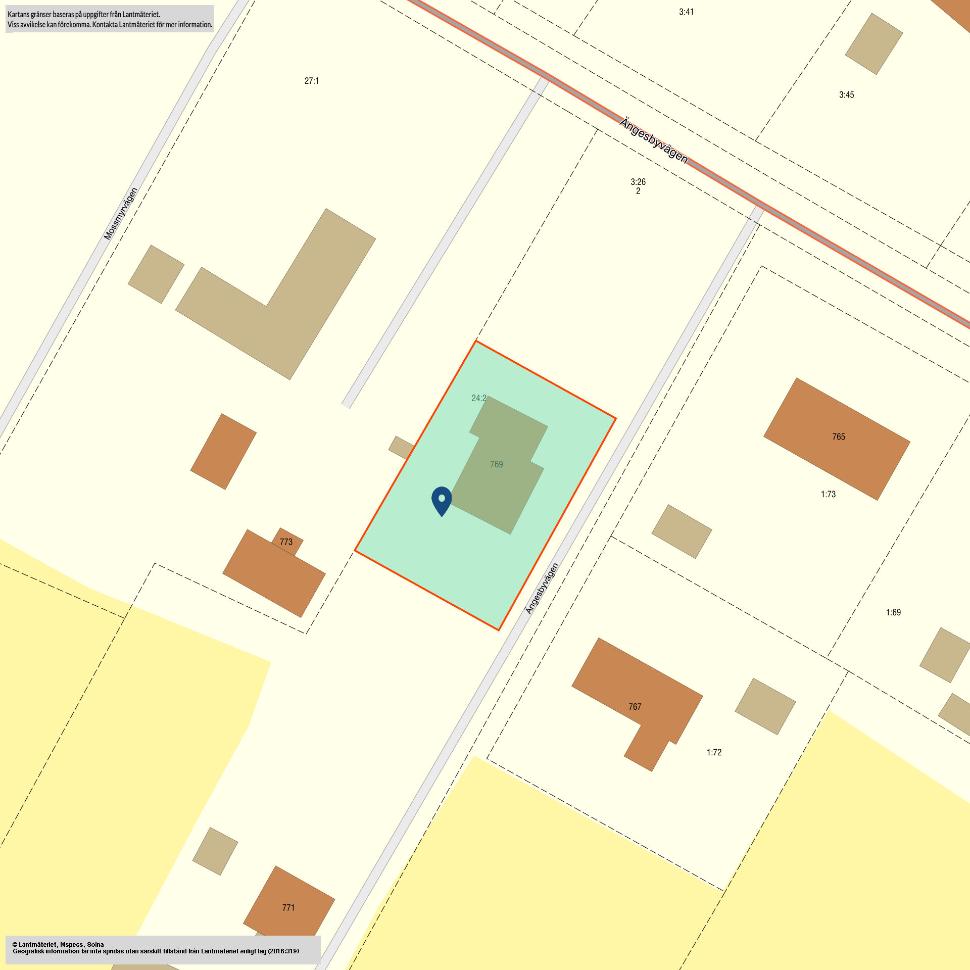 Tomtkarta Ängesbyvägen 769