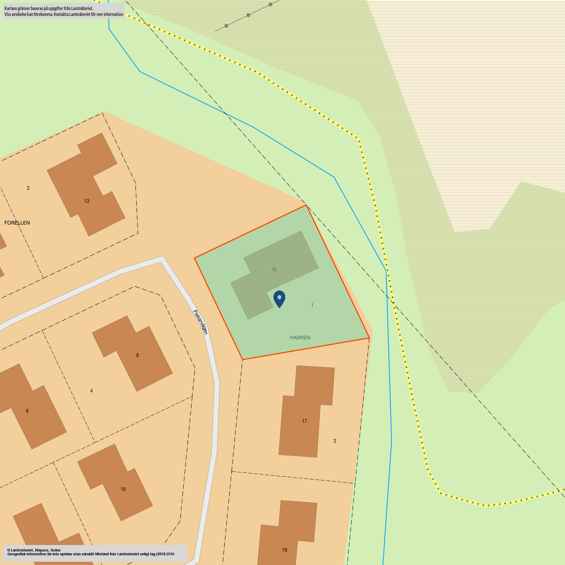 Tomtkarta Fiskarvägen 15