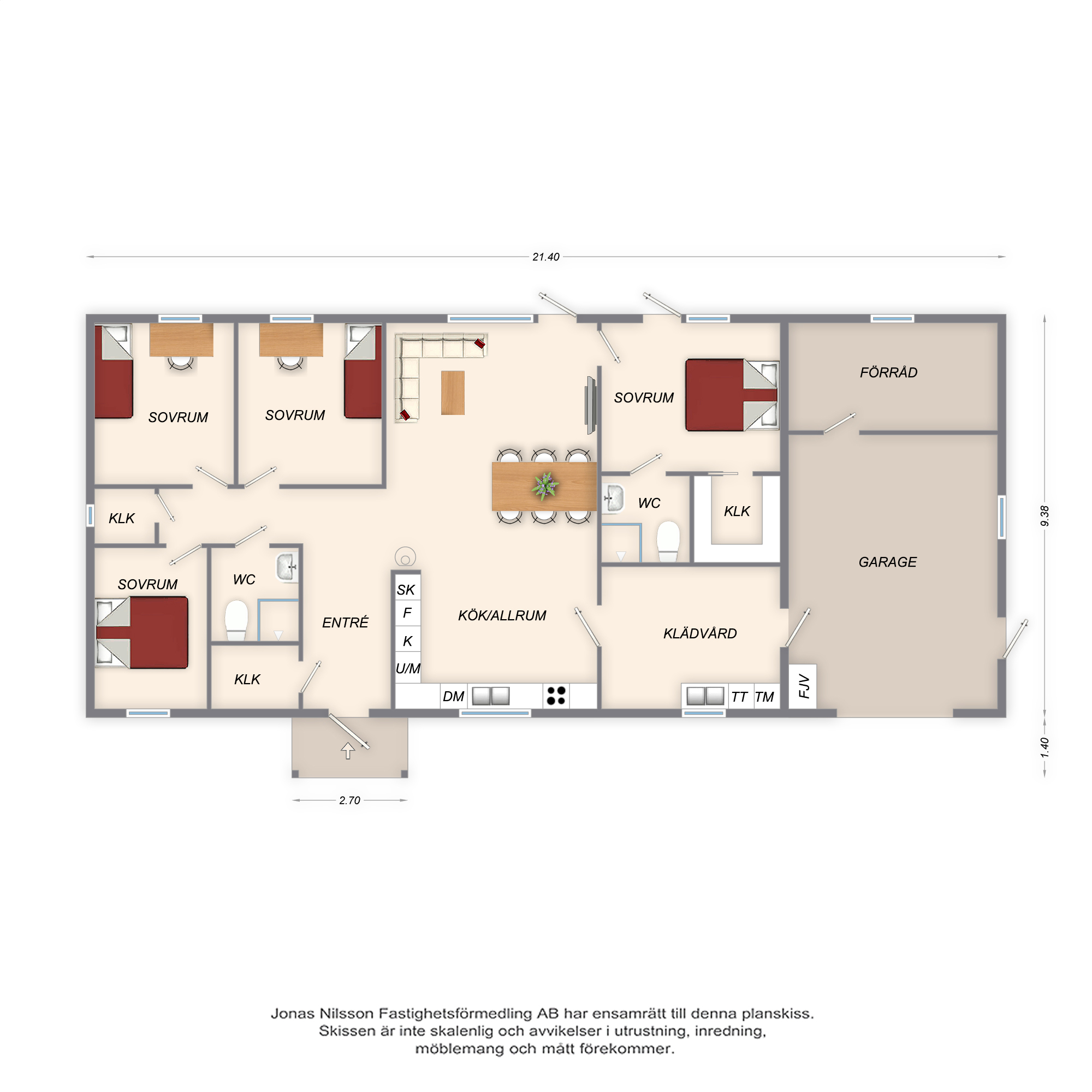 Planlösning Södra Lillgärdsvägen 14