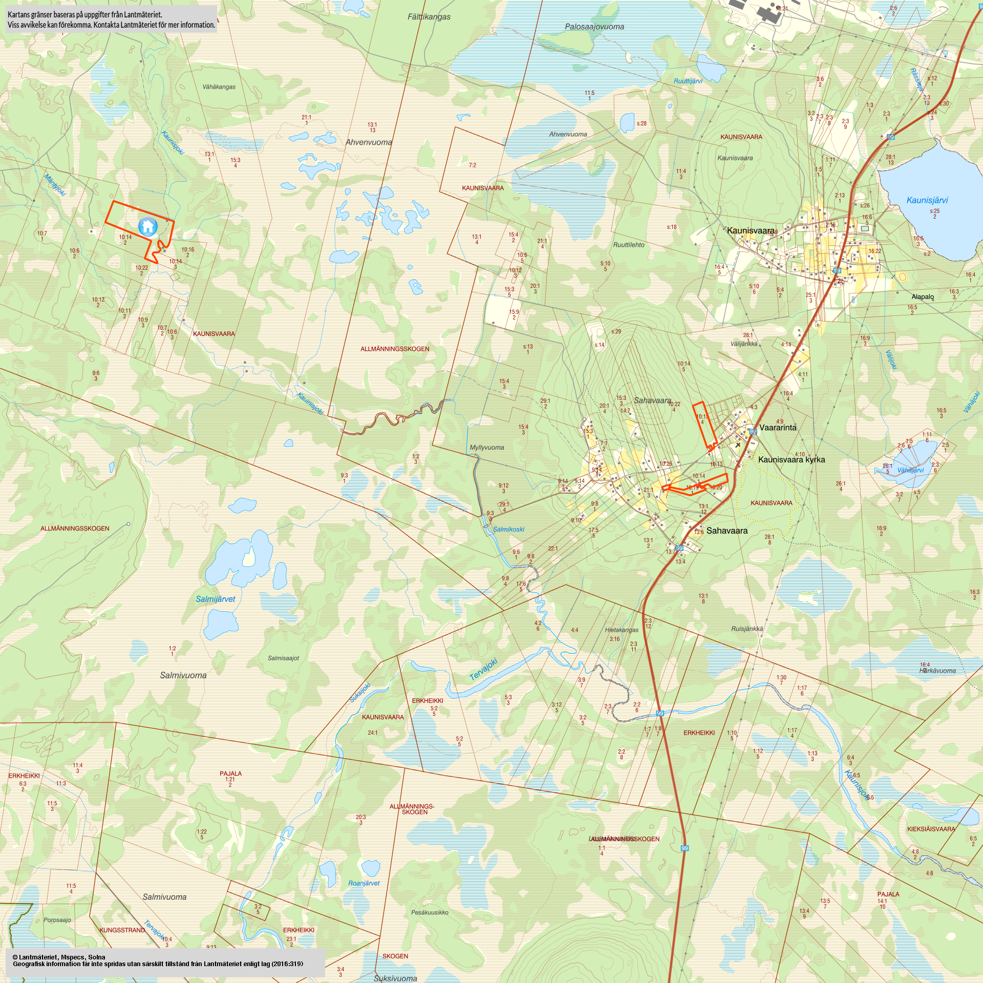 Tomtkarta 1 Kaunisvaara 35 och 37