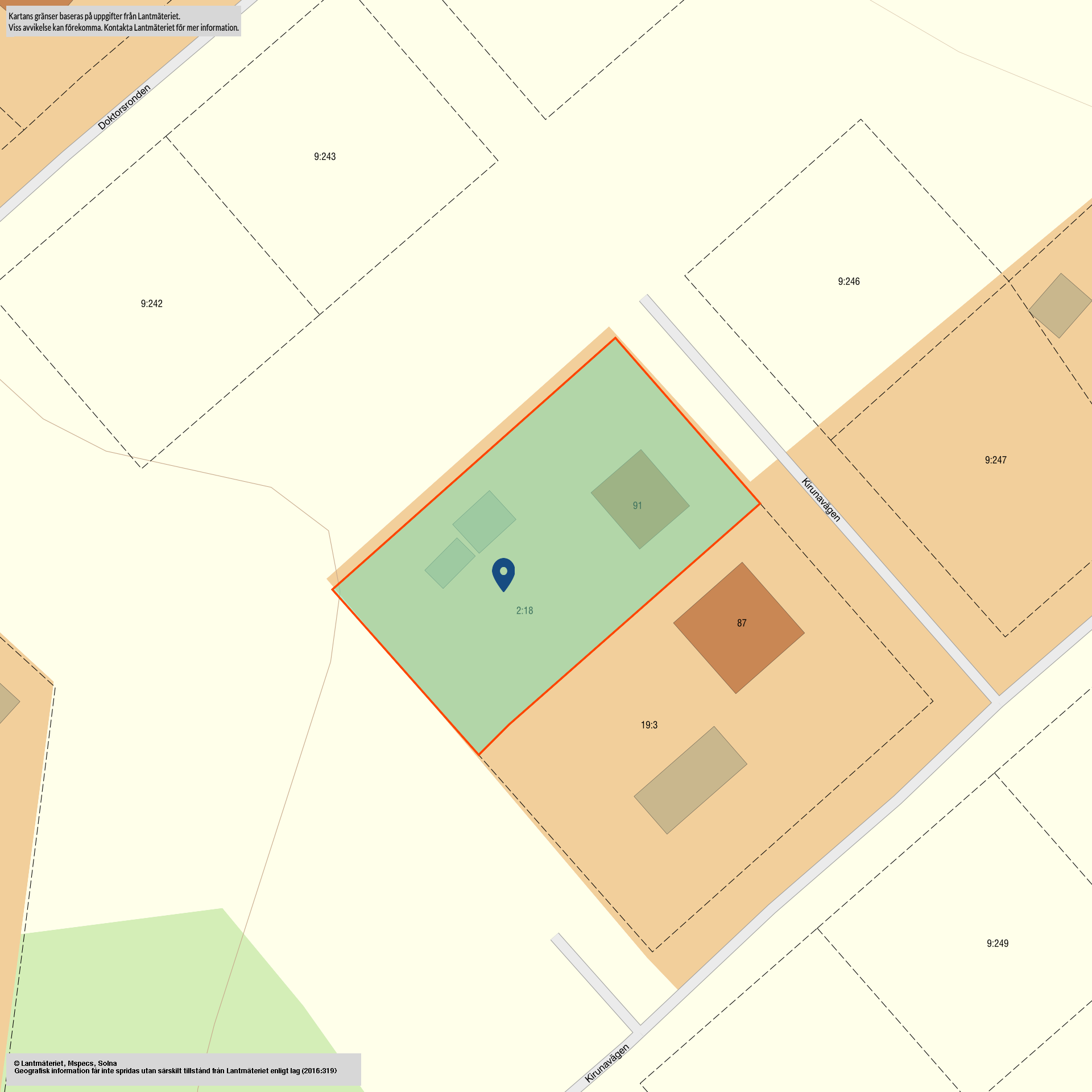 Tomtkarta Kirunavägen 91