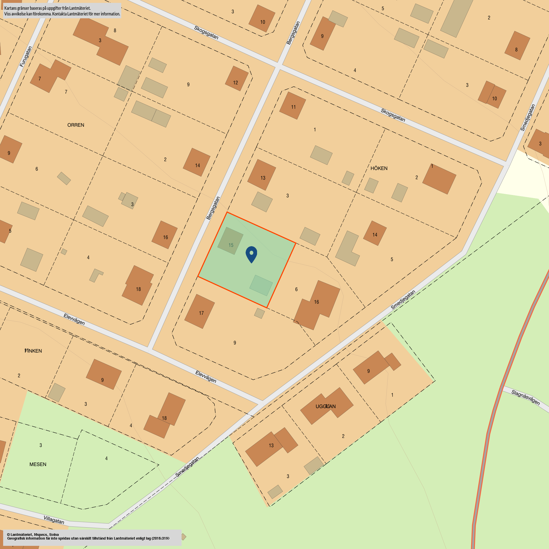 Tomtkarta Bergsgatan 15