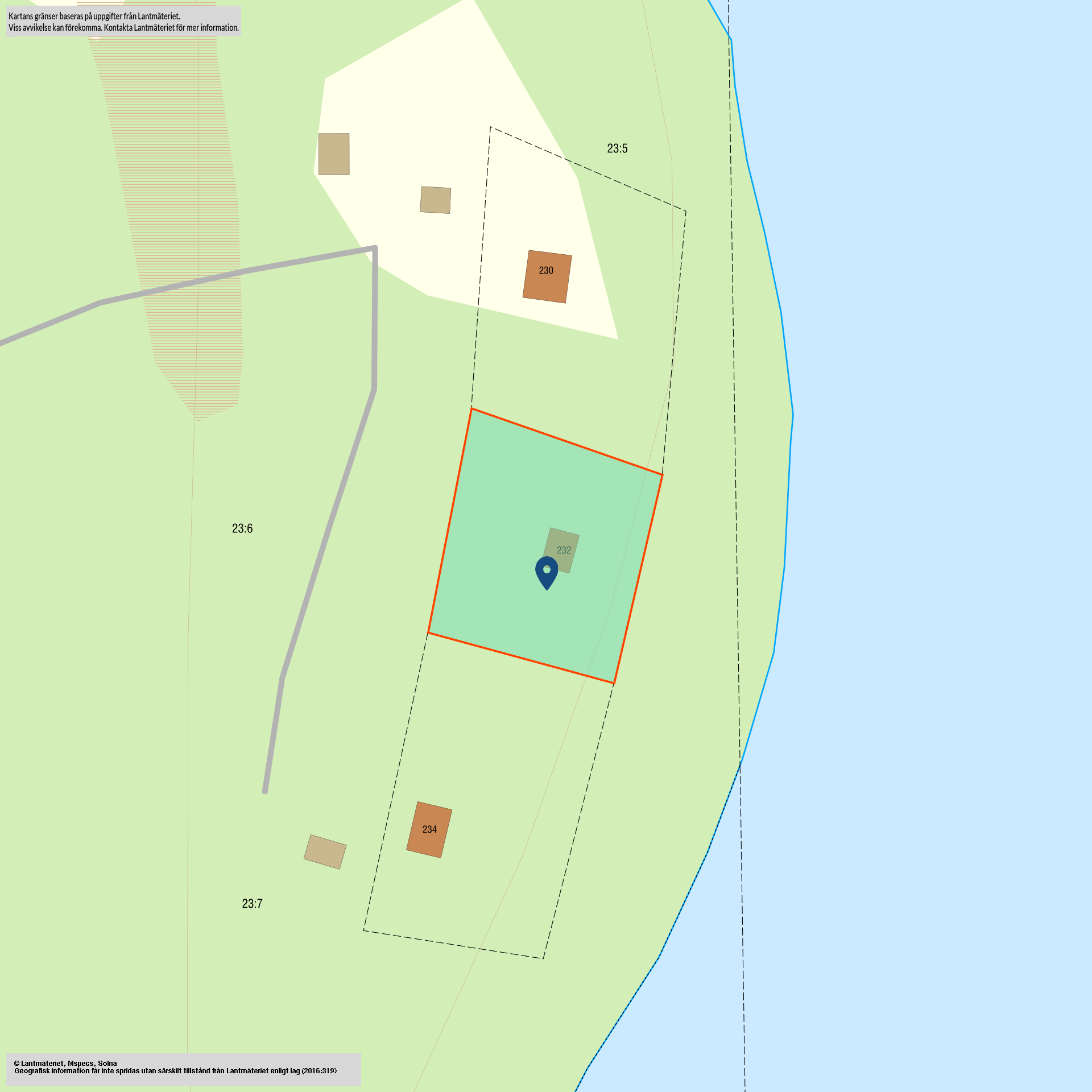 Tomtkarta Norra Byavägen 232