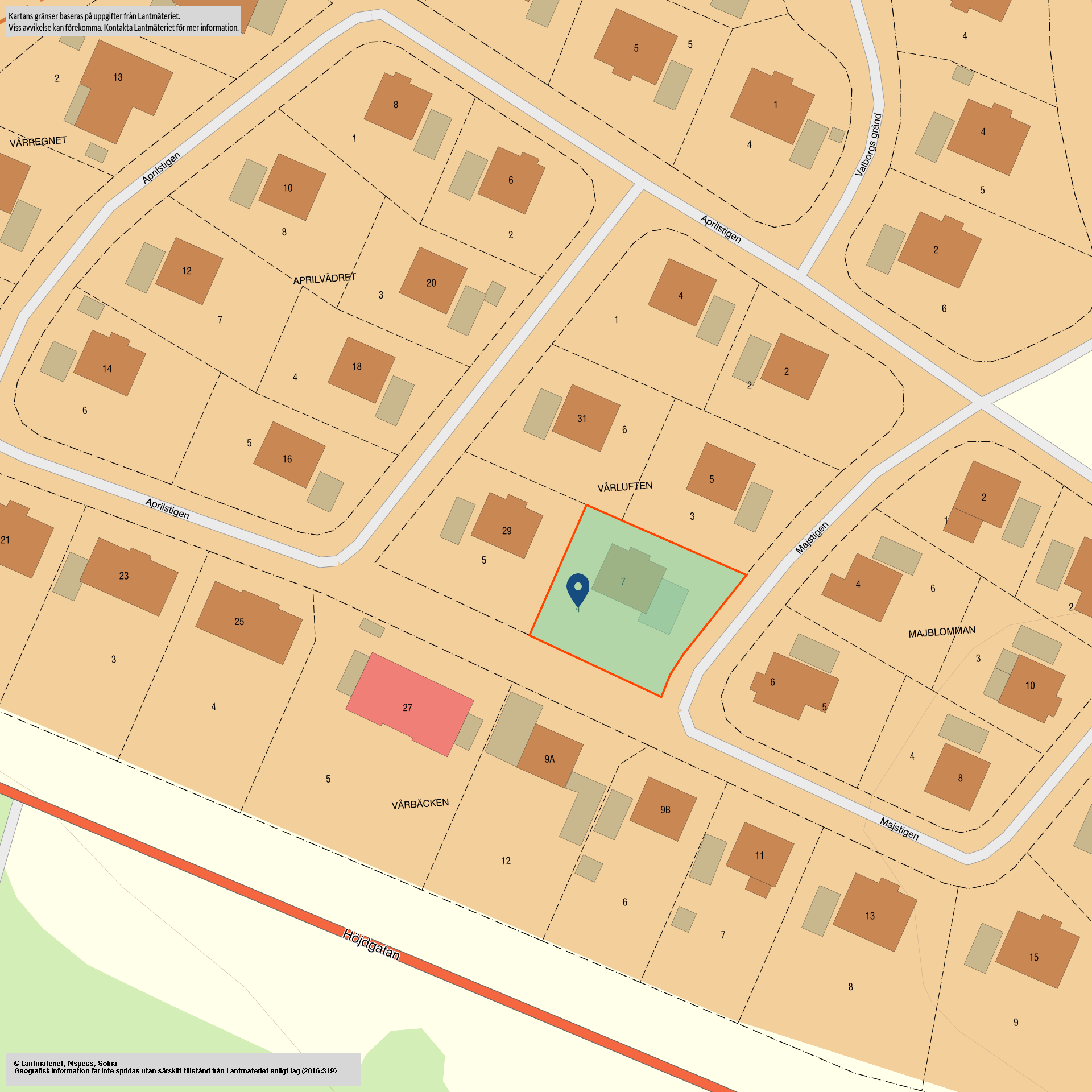 Tomtkarta Majstigen 7