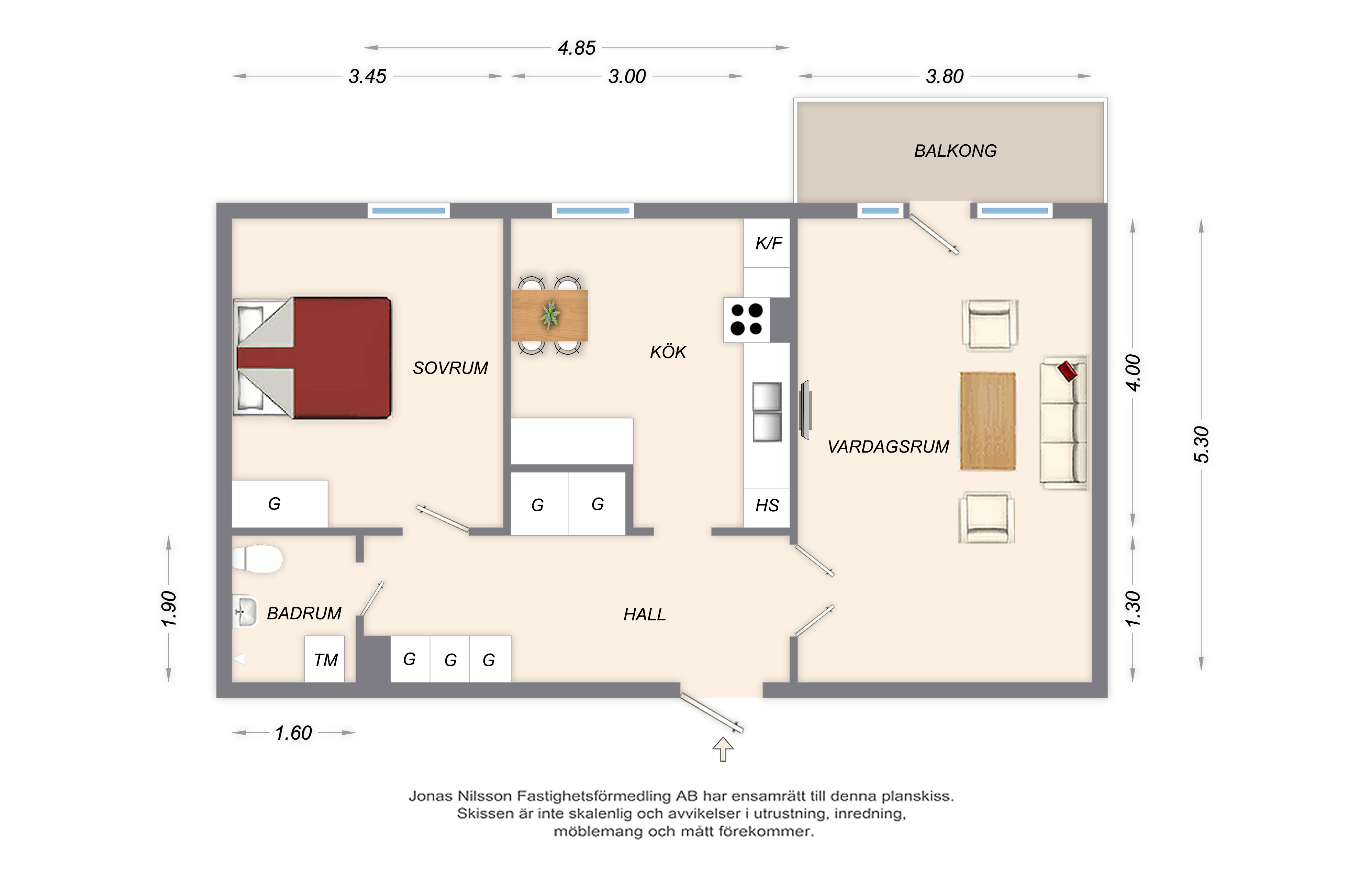 Planlösning Dübengatan 33 B