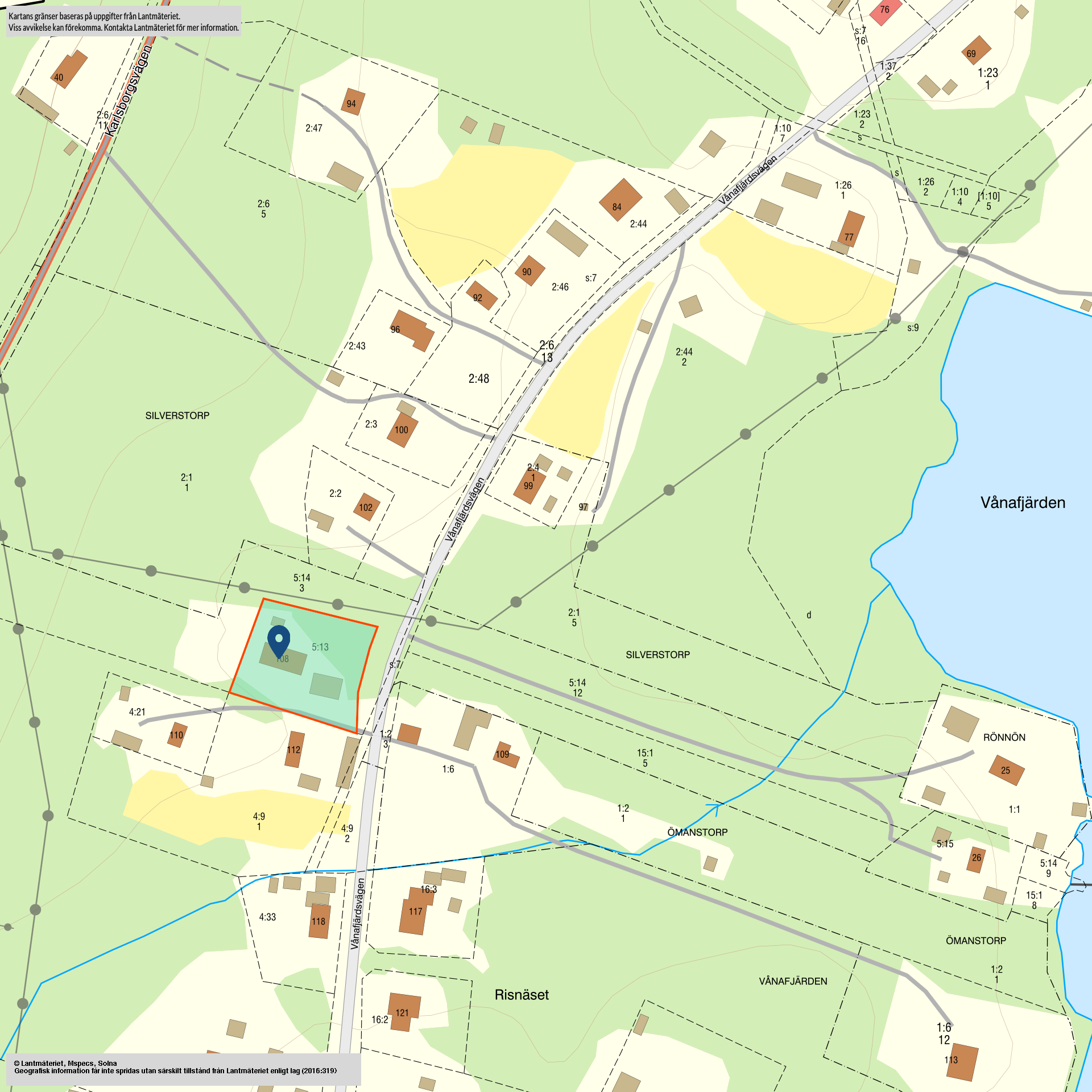 Tomtkarta Vånafjärdsvägen 108