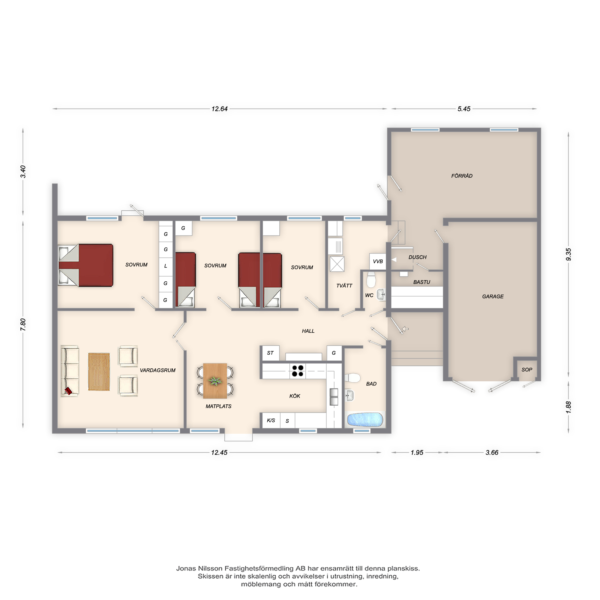 Planlösning Älvsborgsvägen 48