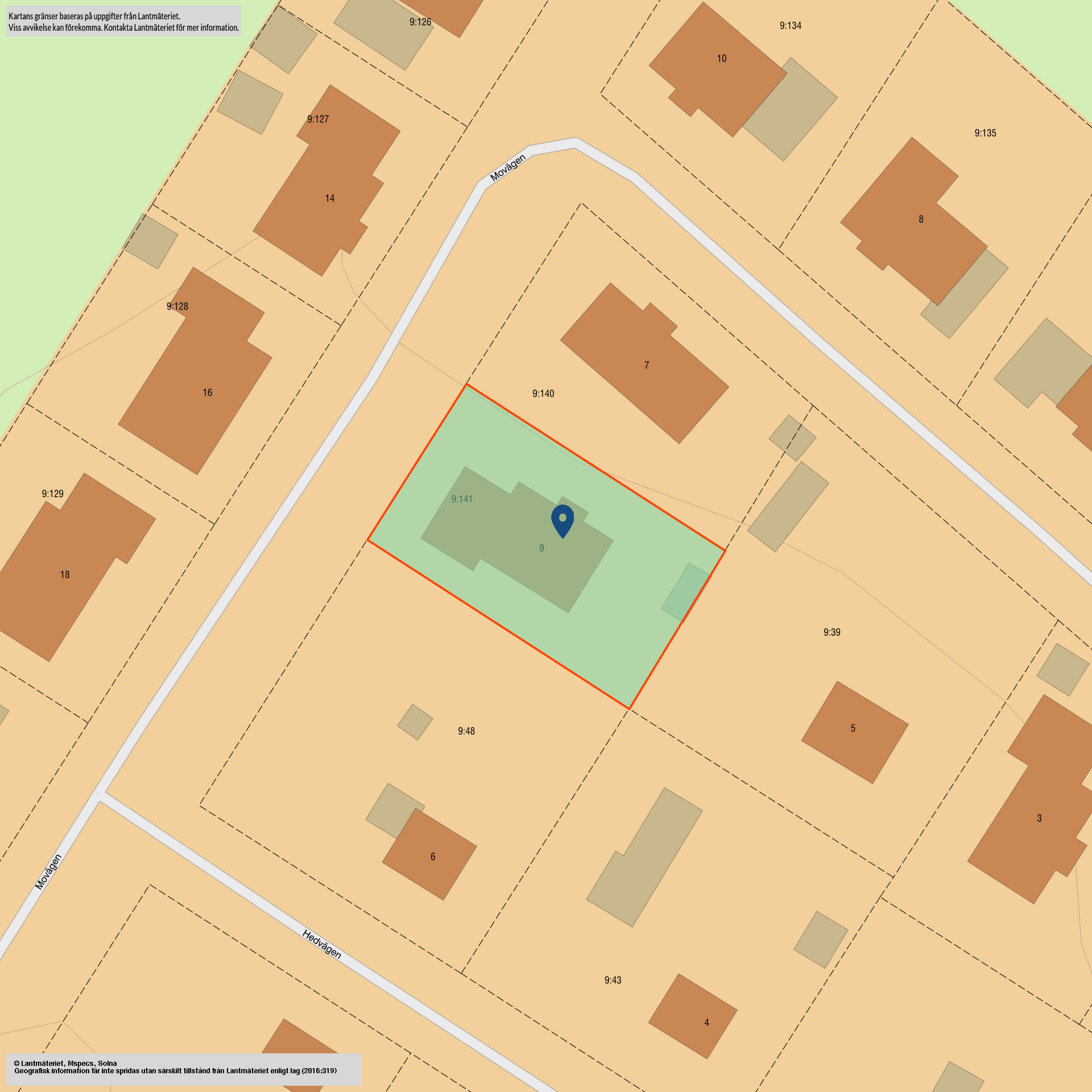 Tomtkarta Movägen 9