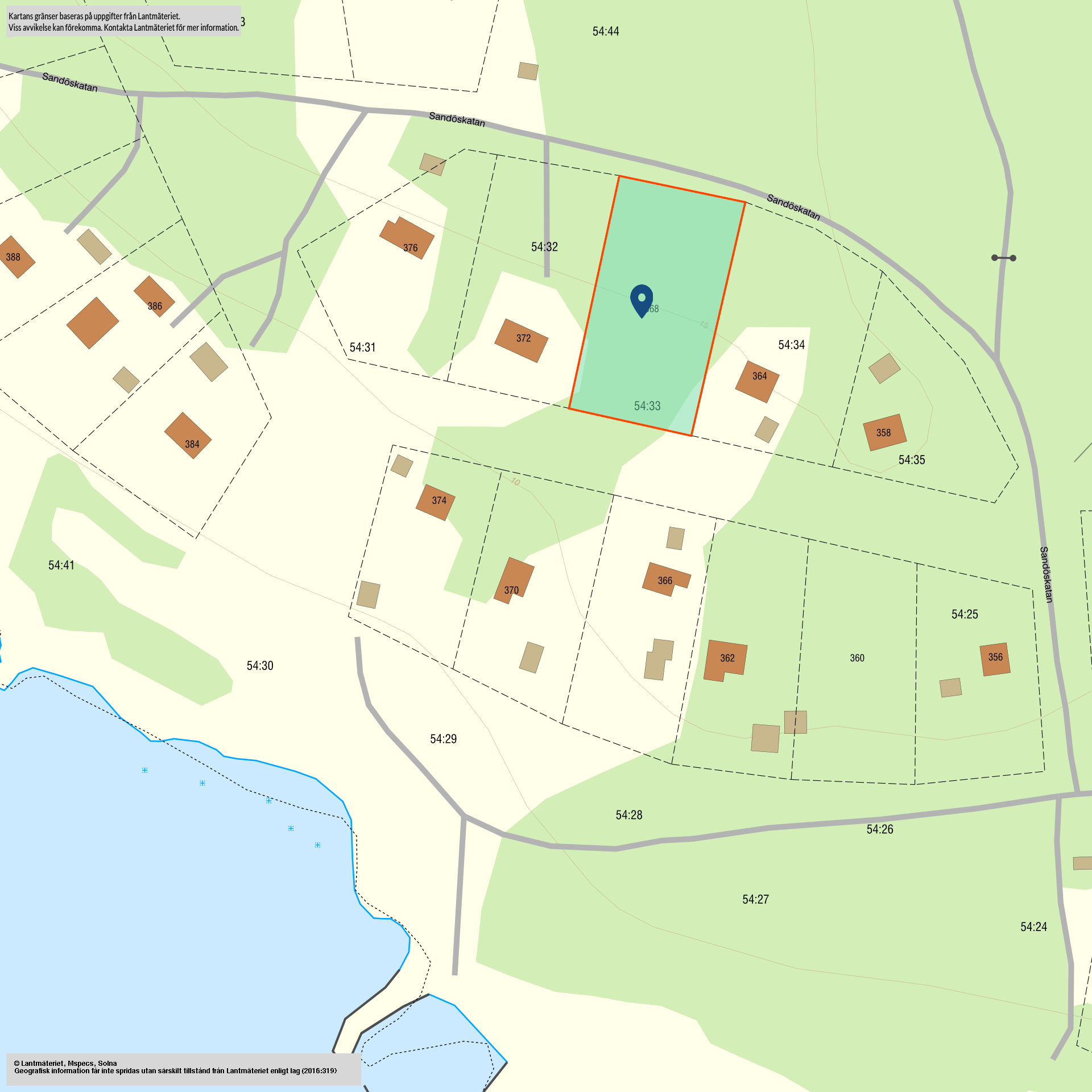 Tomtkarta Sandöskatan 368