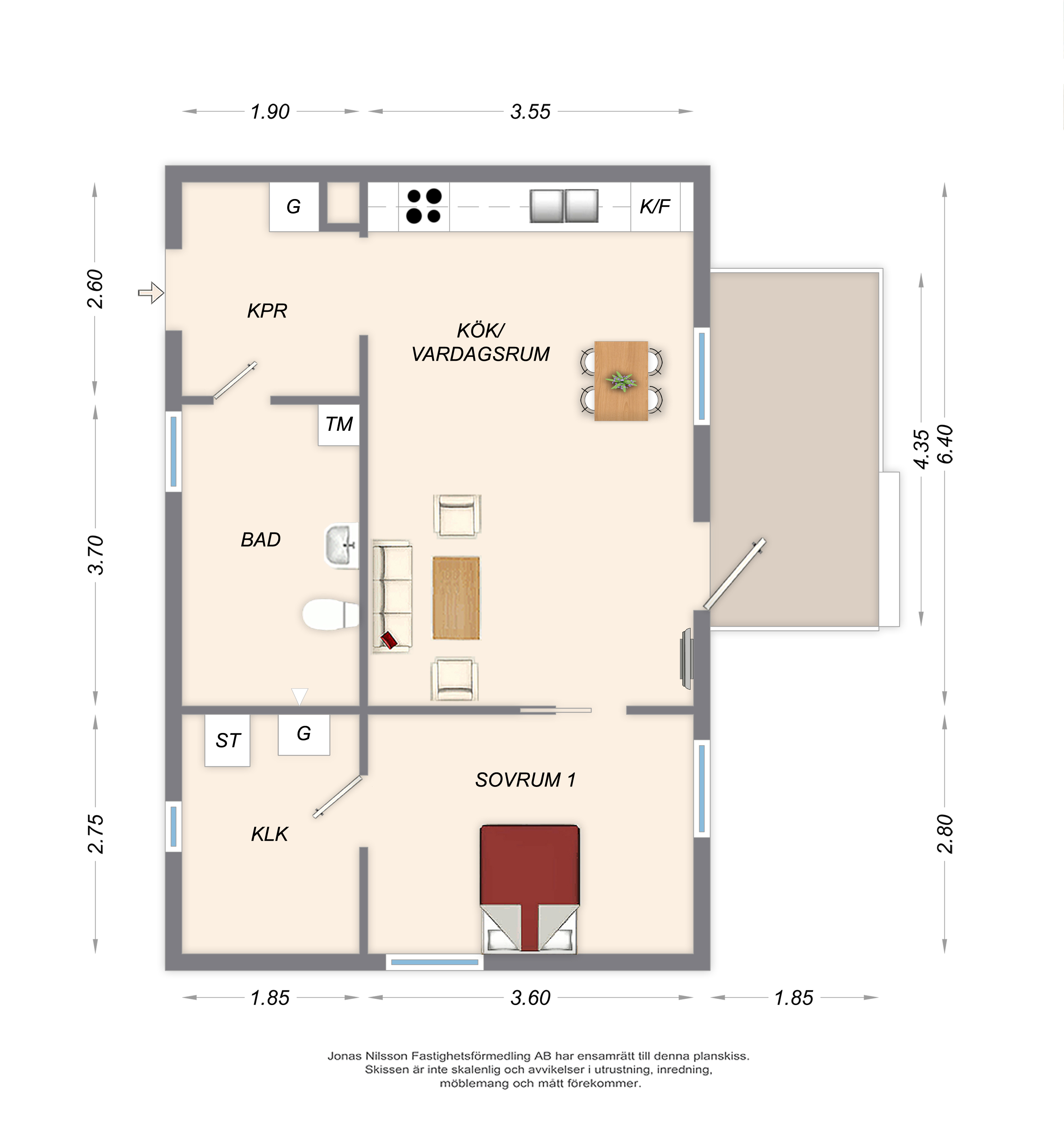 Planlösning Tarfalavägen 9D