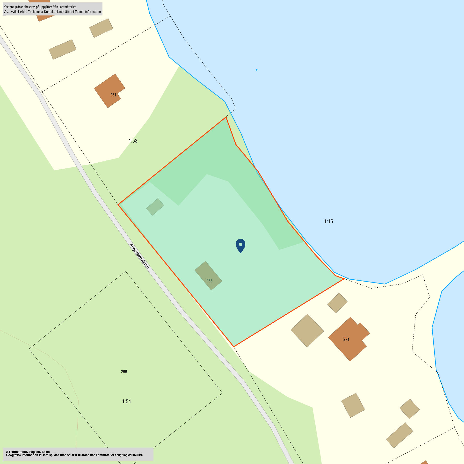 Tomtkarta Ängdalsrovägen 265