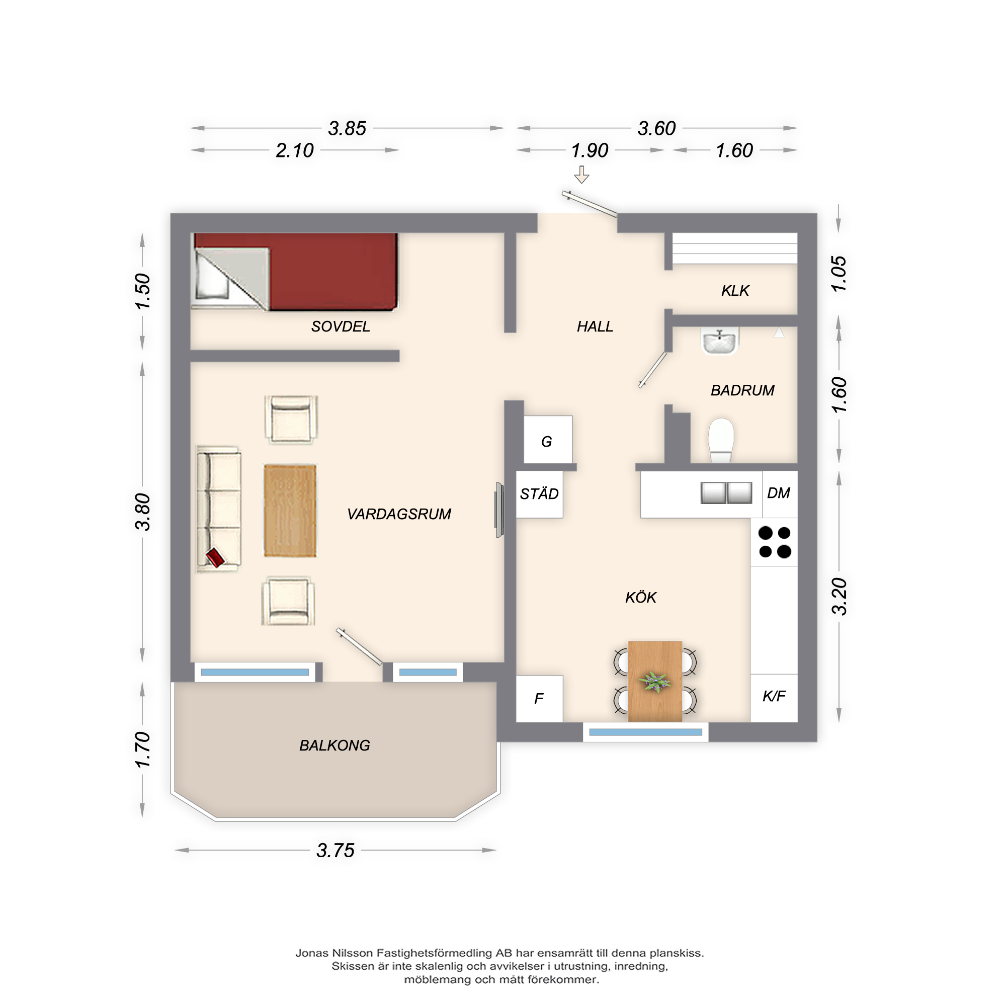 Planlösning Dübengatan 33 A