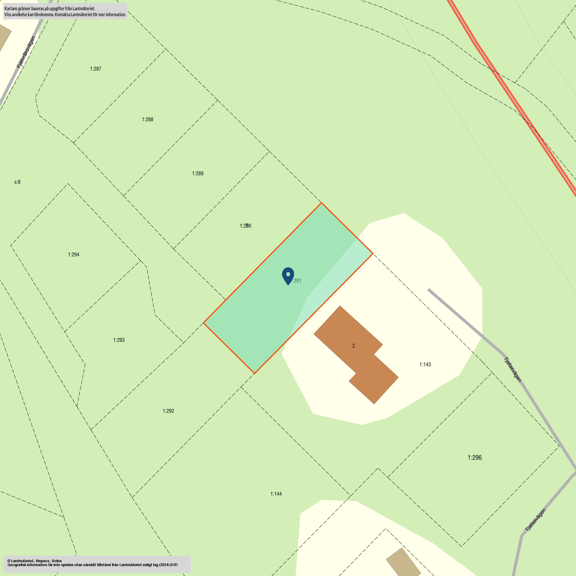 Tomtkarta ARJEPLOG JÄCKVIK 1:291