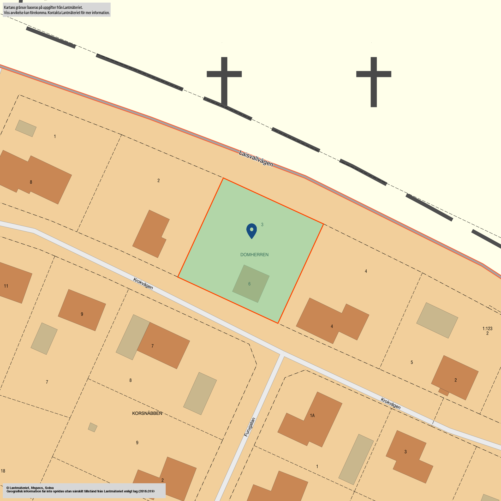 Tomtkarta 1 Krokvägen 6